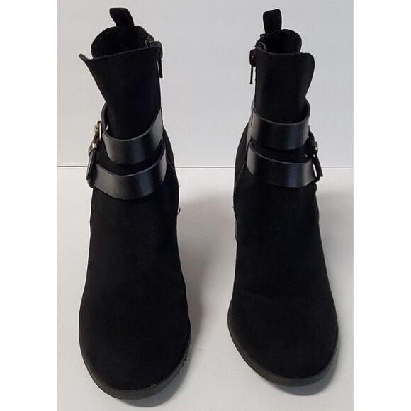 Steve Madden Girl Boot Booties Eliot ELIO0J1 WO 9M Black Strap Buckle Heel Shoes - Picture 7 of 12